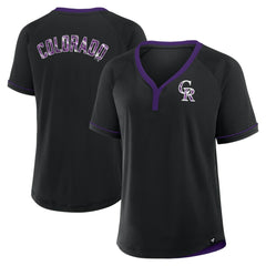 Colorado Rockies Fanatics Women's League Diva Star Raglan V-Neck T-Shirt - Black T-shirts