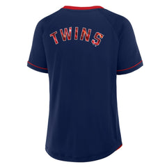 Minnesota Twins Fanatics Women's League Diva Star Raglan V-Neck T-Shirt - Navy T-shirts
