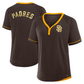 San Diego Padres Fanatics Women's League Diva Star Raglan V-Neck T-Shirt - Brown T-shirts