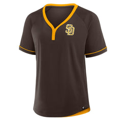 San Diego Padres Fanatics Women's League Diva Star Raglan V-Neck T-Shirt - Brown T-shirts