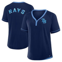 Tampa Bay Rays Fanatics Women's League Diva Star Raglan V-Neck T-Shirt - Navy T-shirts