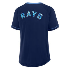 Tampa Bay Rays Fanatics Women's League Diva Star Raglan V-Neck T-Shirt - Navy T-shirts