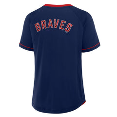 Atlanta Braves Fanatics Women's League Diva Star Raglan V-Neck T-Shirt - Navy T-shirts