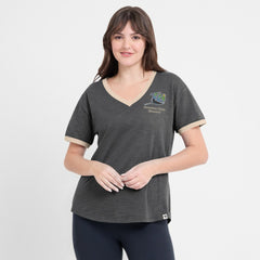 Tampa Bay Rays Fanatics Women's Binge Worthy Stadium Slub V-Neck T-Shirt - Black T-shirts