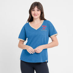 Texas Rangers Fanatics Women's Binge Worthy Stadium Slub V-Neck T-Shirt - Royal T-shirts