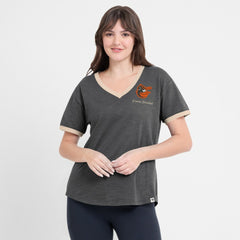 Baltimore Orioles Fanatics Women's Binge Worthy Stadium Slub V-Neck T-Shirt - Black T-shirts