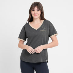 Colorado Rockies Fanatics Women's Binge Worthy Stadium Slub V-Neck T-Shirt - Black T-shirts