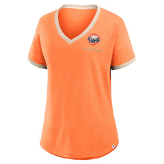 Houston Astros Fanatics Women's Binge Worthy Stadium Slub V-Neck T-Shirt - Orange T-shirts