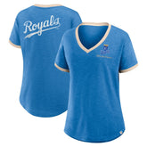 Kansas City Royals Fanatics Women's Binge Worthy Stadium Slub V-Neck T-Shirt - Royal T-shirts