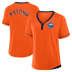 Houston Astros Fanatics Women's Cooperstown Collection League Diva Raglan V-Neck T-Shirt - Orange T-shirts