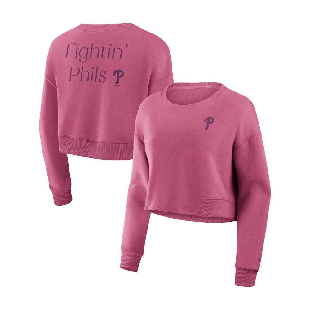 Philadelphia Phillies Fanatics Women's Studio Cropped Pullover Sweatshirt - Pink Pullover