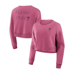 Philadelphia Phillies Fanatics Women's Studio Cropped Pullover Sweatshirt - Pink Pullover