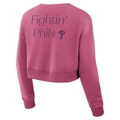 Philadelphia Phillies Fanatics Women's Studio Cropped Pullover Sweatshirt - Pink Pullover