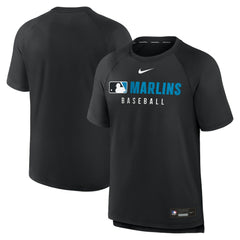 Miami Marlins Nike Authentic Collection Pregame Raglan Dri-FIT T-Shirt - Black T-shirts