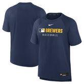 Milwaukee Brewers Nike Authentic Collection Pregame Raglan Dri-FIT T-Shirt - Navy T-shirts