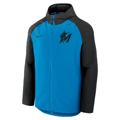 Miami Marlins Nike Authentic Collection Raglan Performance Full-Zip Jacket - Blue/Black Jackets