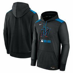 Miami Marlins Nike Authentic Collection Performance Pullover Hoodie - Black Hoodies