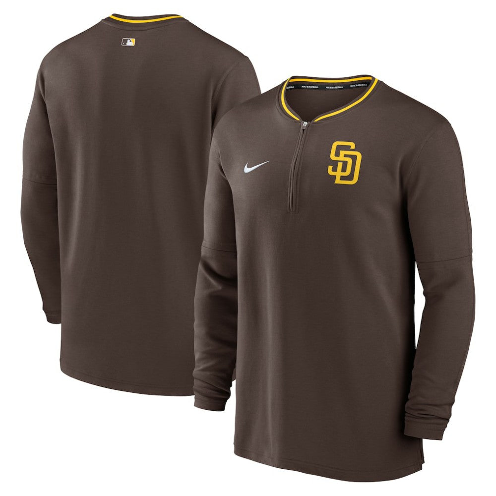 San Diego Padres Nike Authentic Collection Performance Half-Zip Top - Brown Tops