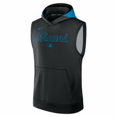 Miami Marlins Nike Authentic Collection Dri-FIT Sleeveless Hoodie - Black Hoodies