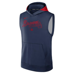 Atlanta Braves Nike Authentic Collection Dri-FIT Sleeveless Hoodie - Navy Hoodies