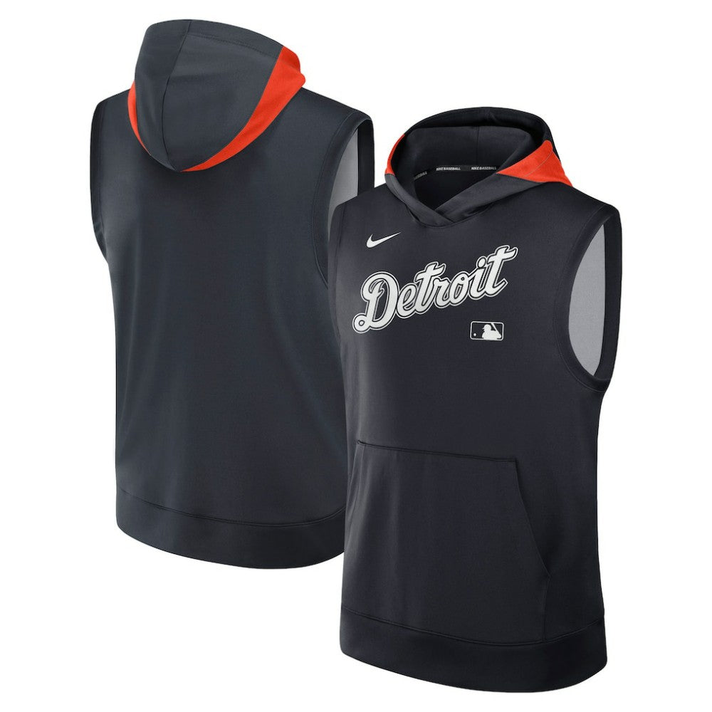 Detroit Tigers Nike Authentic Collection Dri-FIT Sleeveless Hoodie - Navy Hoodies
