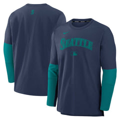 Seattle Mariners Nike Authentic Collection Player Dri-FIT Lightweight Pullover - Navy/Teal Pullover