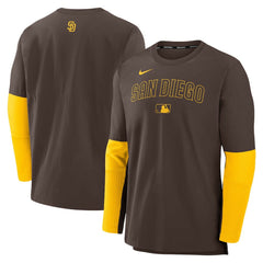 San Diego Padres Nike Authentic Collection Player Dri-FIT Lightweight Pullover - Brown/Gold Pullover