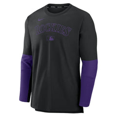 Colorado Rockies Nike Authentic Collection Player Dri-FIT Lightweight Pullover - Black/Purple Pullover