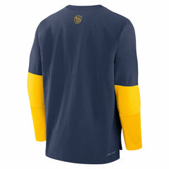 Milwaukee Brewers Nike Authentic Collection Player Dri-FIT Lightweight Pullover - Navy/Gold Pullover