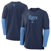 Tampa Bay Rays Nike Authentic Collection Player Dri-FIT Lightweight Pullover - Navy/Light Blue Pullover