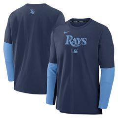 Tampa Bay Rays Nike Authentic Collection Player Dri-FIT Lightweight Pullover - Navy/Light Blue Pullover