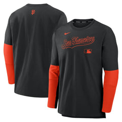 San Francisco Giants Nike Authentic Collection Player Dri-FIT Lightweight Pullover - Black/Orange Pullover