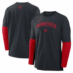 Minnesota Twins Nike Authentic Collection Player Dri-FIT Lightweight Pullover - Navy/Red Pullover
