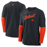 Detroit Tigers Nike Authentic Collection Player Dri-FIT Lightweight Pullover - Navy/Orange Pullover