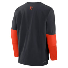 Detroit Tigers Nike Authentic Collection Player Dri-FIT Lightweight Pullover - Navy/Orange Pullover