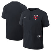 Minnesota Twins Nike Authentic Collection Raglan Short Sleeve Windshirt - Navy