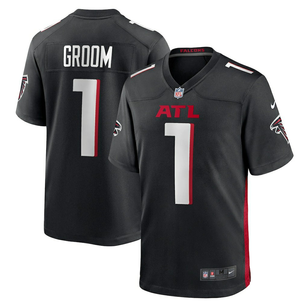 NFL Number 1 Groom Atlanta Falcons Game Jersey - Black