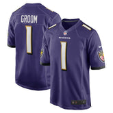 NFL Number 1 Groom Baltimore Ravens Game Jersey - Purple