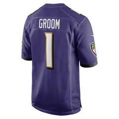 NFL Number 1 Groom Baltimore Ravens Game Jersey - Purple