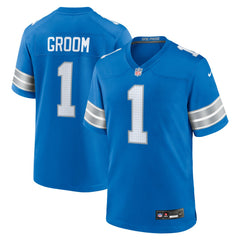 NFL Number 1 Groom Detroit Lions Game Jersey - Blue