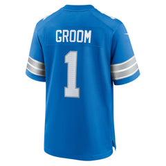 NFL Number 1 Groom Detroit Lions Game Jersey - Blue