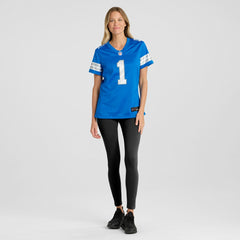 NFL Number 1 Bride Detroit Lions Women's Game Jersey - Blue