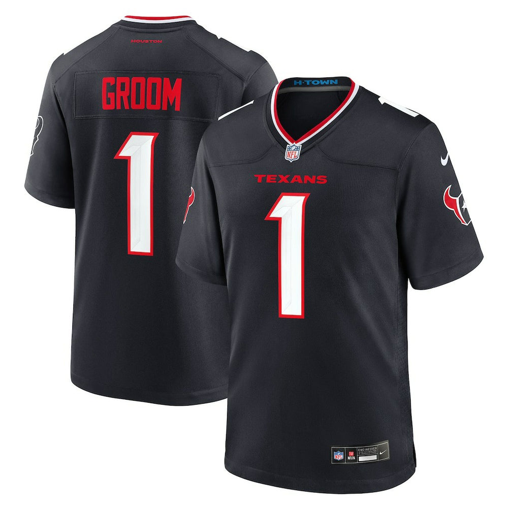 NFL Number 1 Groom Houston Texans Game Jersey - Navy