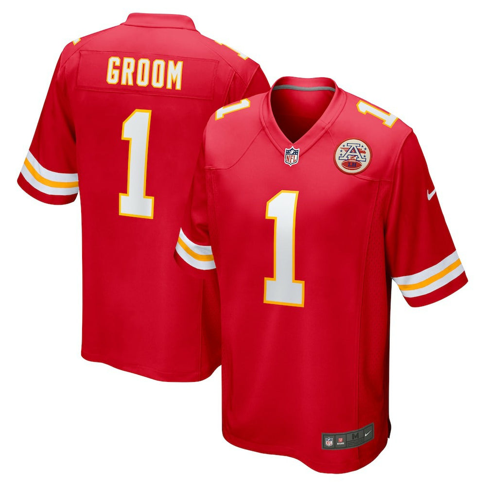 NFL Number 1 Groom Kansas City Chiefs Game Jersey - Red