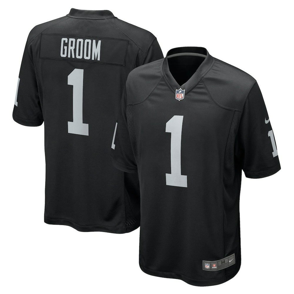 NFL Number 1 Groom Las Vegas Raiders Game Jersey - Black