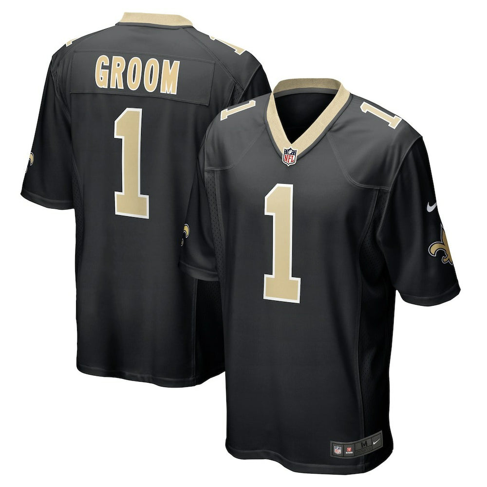 NFL Number 1 Groom New Orleans Saints Game Jersey - Black