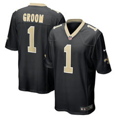 NFL Number 1 Groom New Orleans Saints Game Jersey - Black