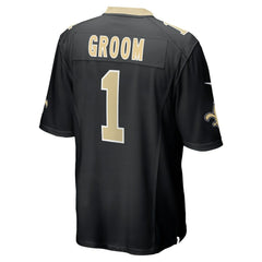 NFL Number 1 Groom New Orleans Saints Game Jersey - Black