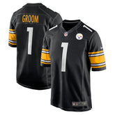Number 1 Groom Pittsburgh Steelers Game Jersey Black