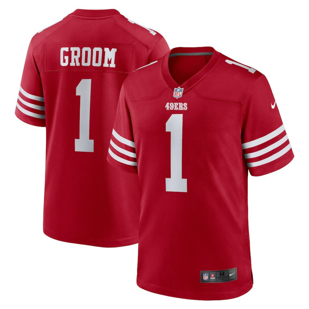 NFL Number 1 Groom San Francisco 49ers Game Jersey - Scarlet
